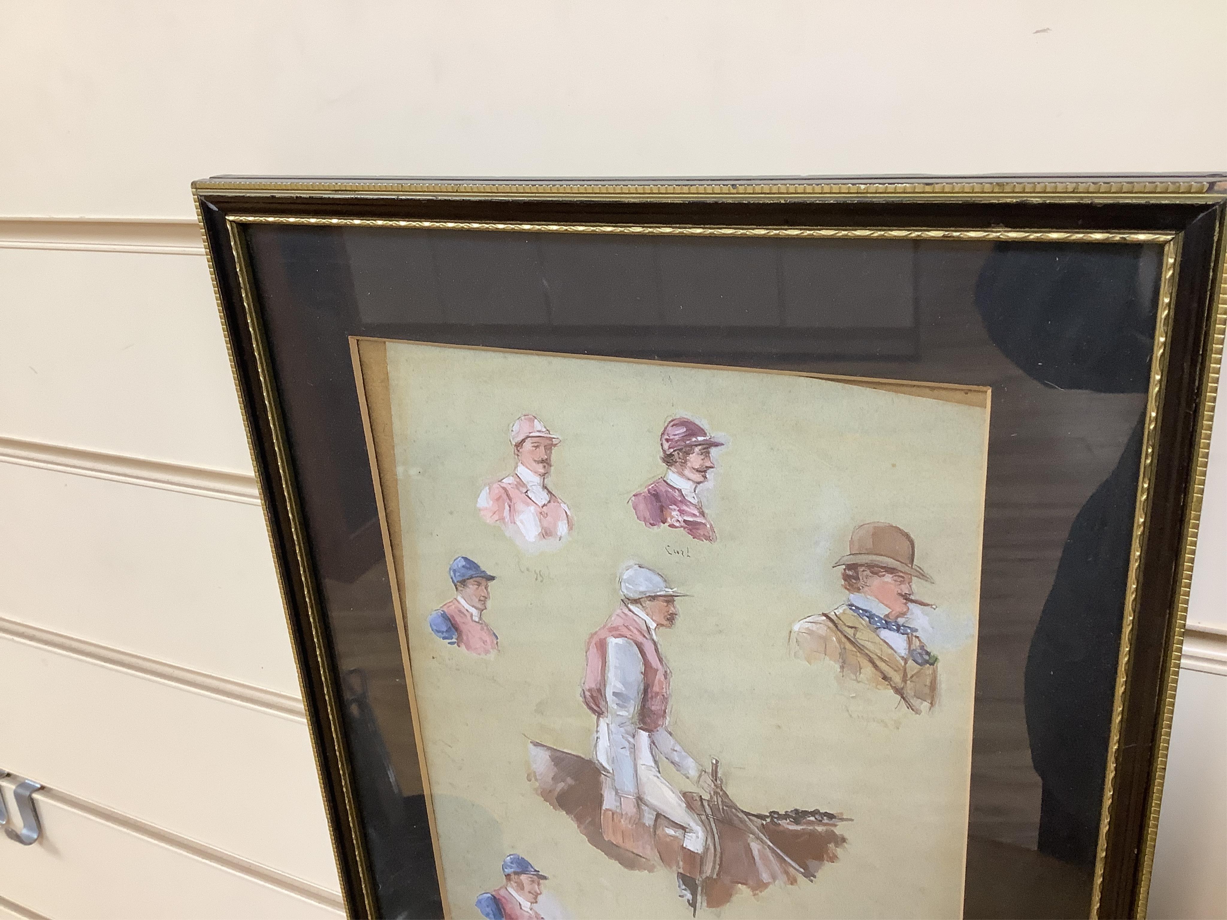 George Finch Mason (1850-1915), Horse racing interest to include 'Old Days at Cheltenham' and 'Victory', three pen, ink and washes, each signed, largest 31 x 25cm